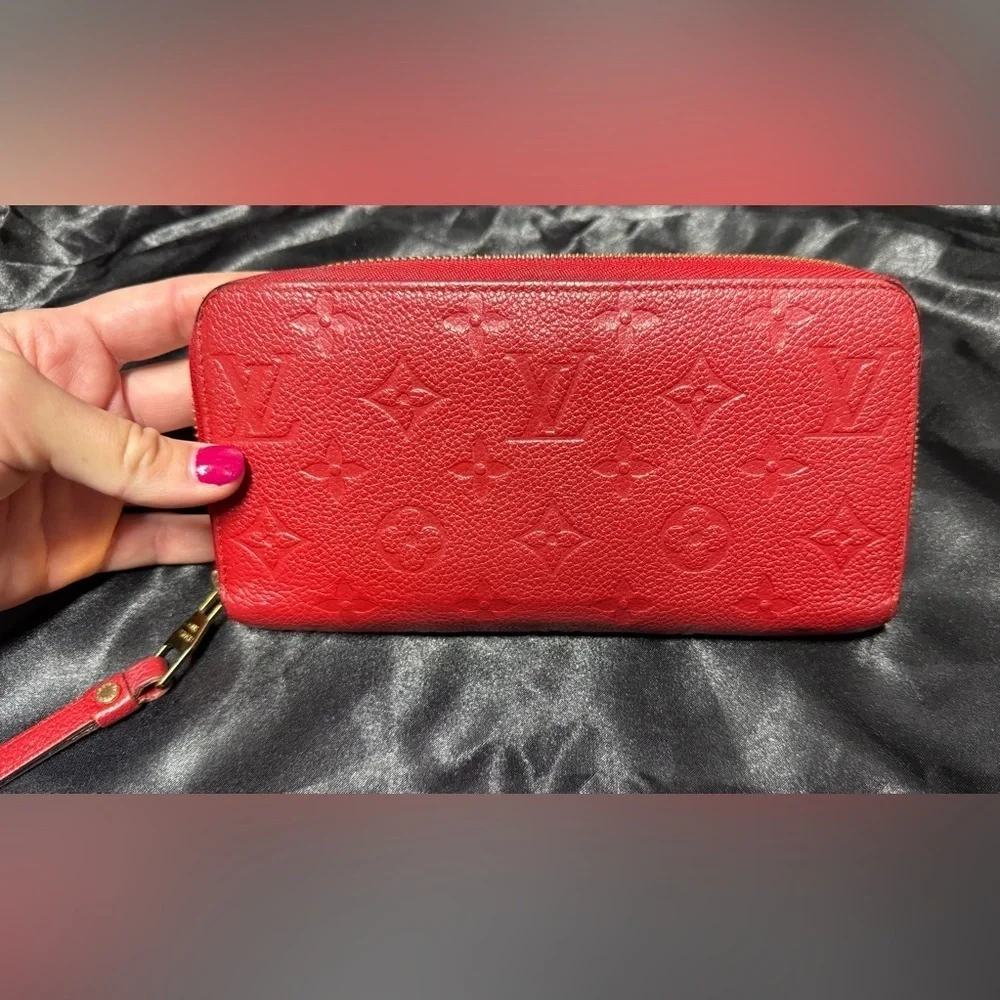 Louis Vuitton red Empreinte monogram zippy wallet